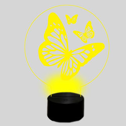 LED 3D Illusion Base Butterfly Yellow